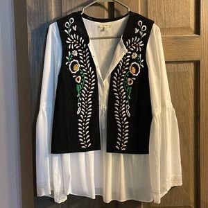 Zara Suede Embroidered Vest